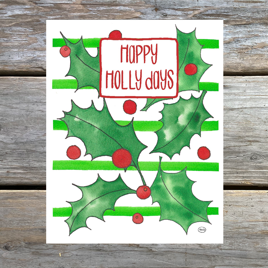 Happy Holly Days Note Card