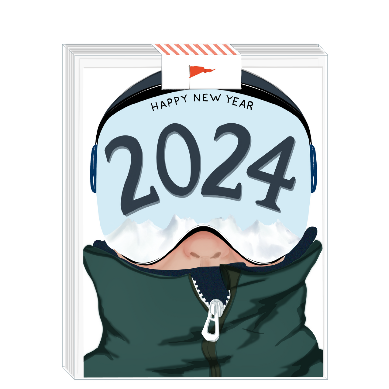 Happy New Year 2025 Skier Dude Boxed Set of 8