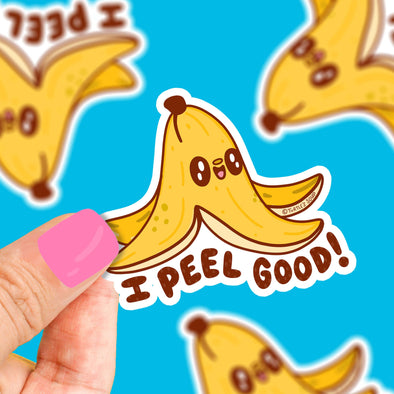 I Peel Good Banana Fruit Pun Valentine's Day Vinyl Sticker