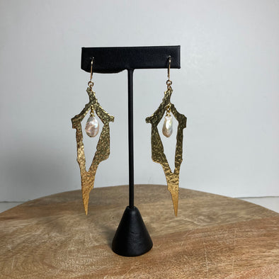 Brass and Pearl Set Design Style #5 Earrings