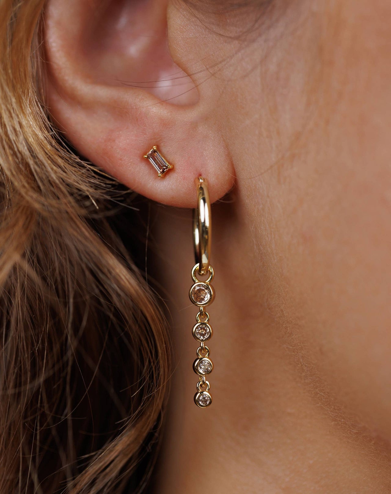 Linear Drop - Gold Earrings