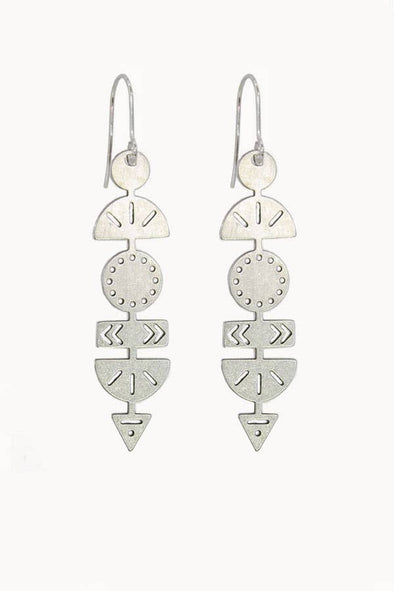 Decorated Totem Silver Earrings