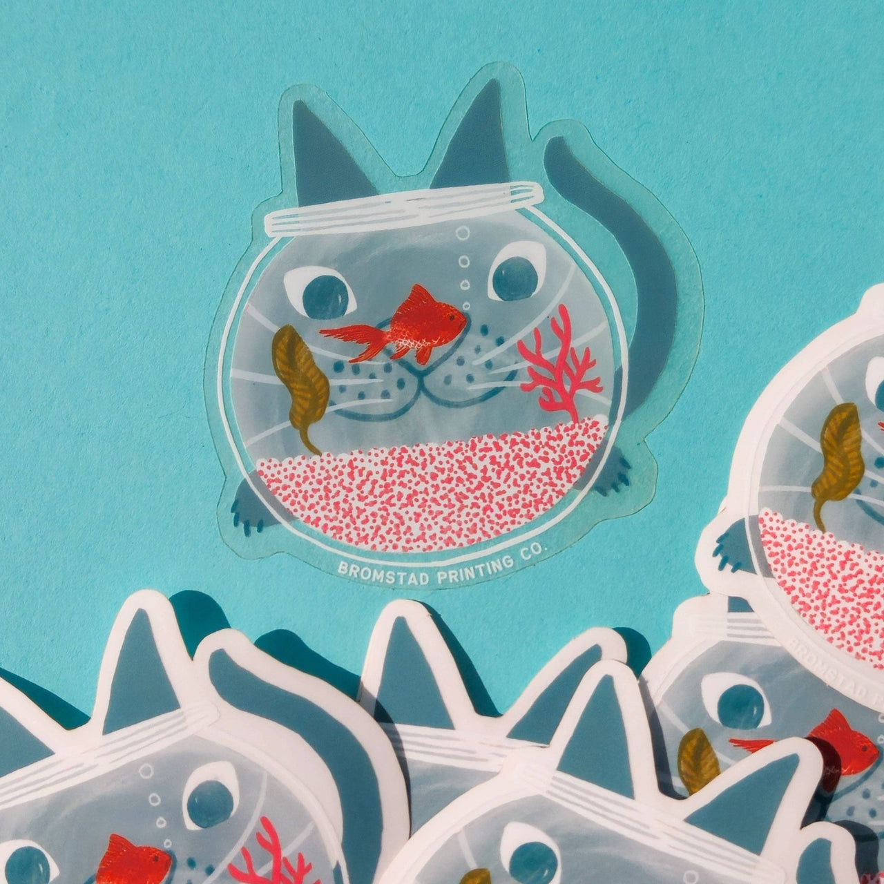 Fishbowl Cat Clear Sticker