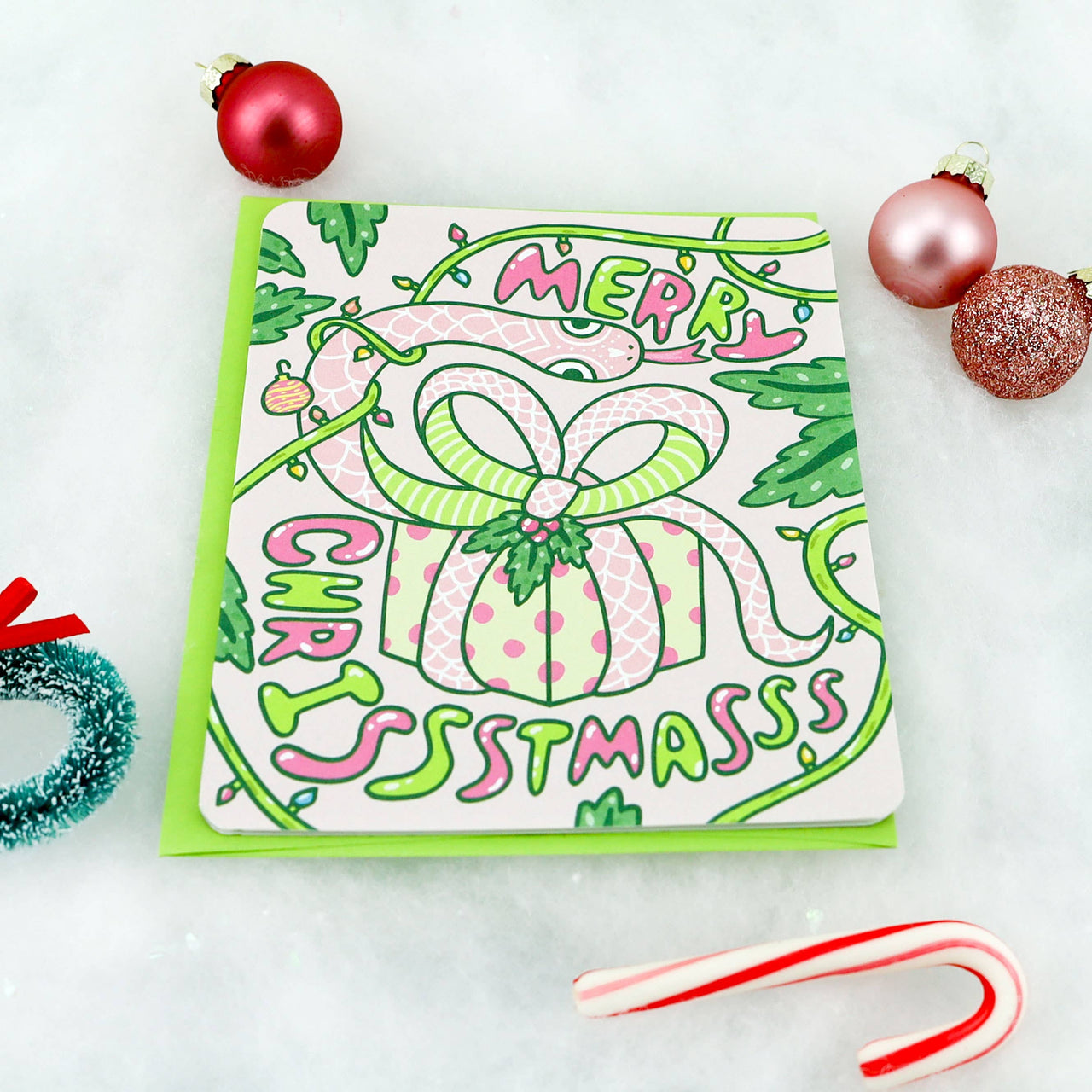 Merry Christmas Snake Holiday Card