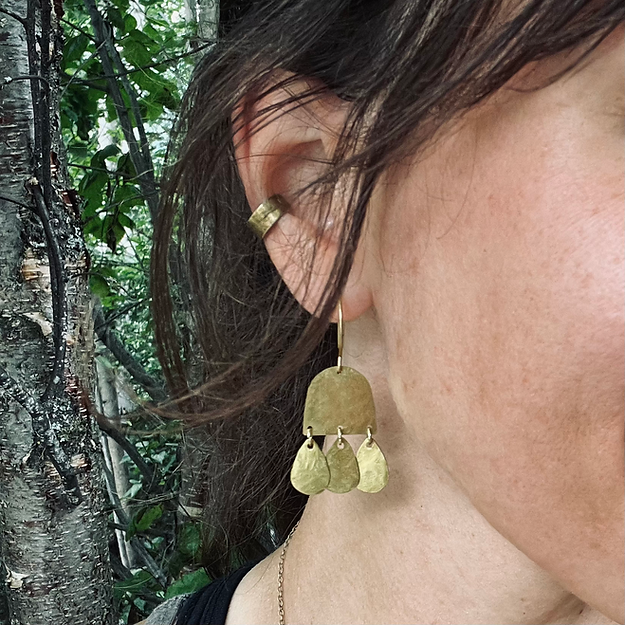 Rain Cloud Earrings - Brass + Black