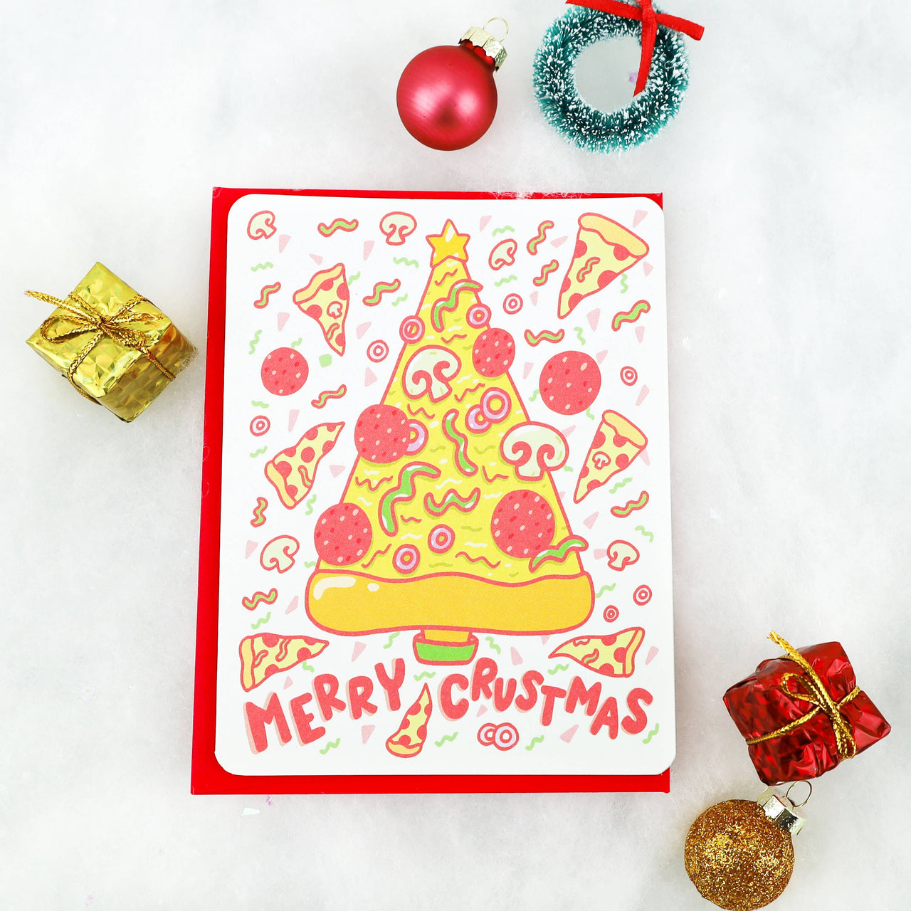 Merry Crustmas Pizza Christmas Card