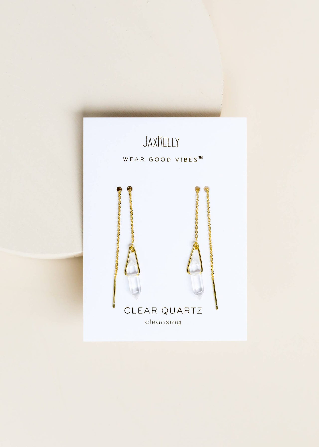 Threader - Clear Quartz - Gold Earrings