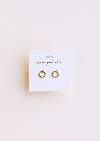 Minimalist - Hexagon - Gold Earrings