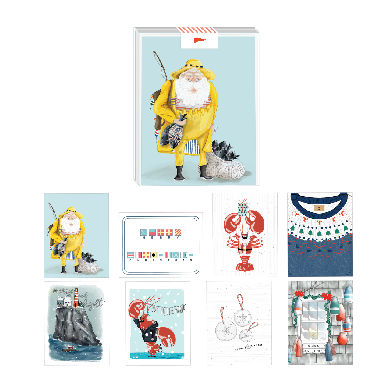 Nautical Holiday Assorted Greeting Cards - Set of 8