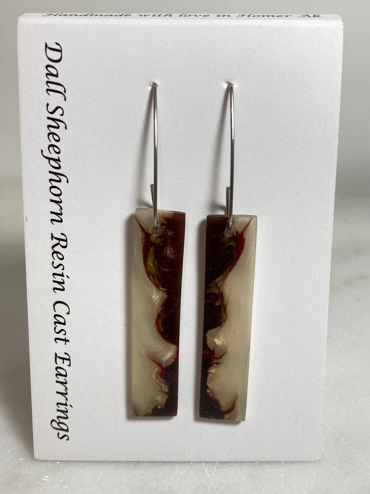 Dall Sheep Horn Resin Cast Earrings 6