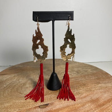 Brass and Pearl Tassel Set Design Style #20 Earrings
