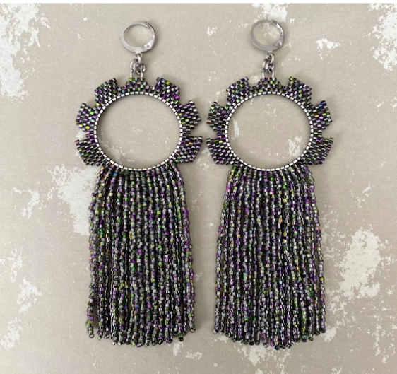 Fringed Ripsaw Earrings - Iris Orchid (Set A)