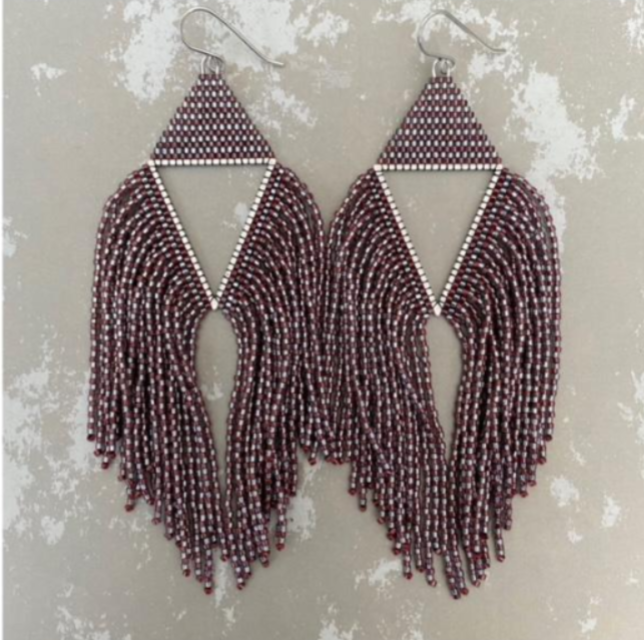 Medium Sunflare Earrings - Dark Plum and Grey Silver (Set B)