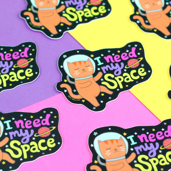 I Need My Space Galaxy Cat Holiday Gift Vinyl Sticker