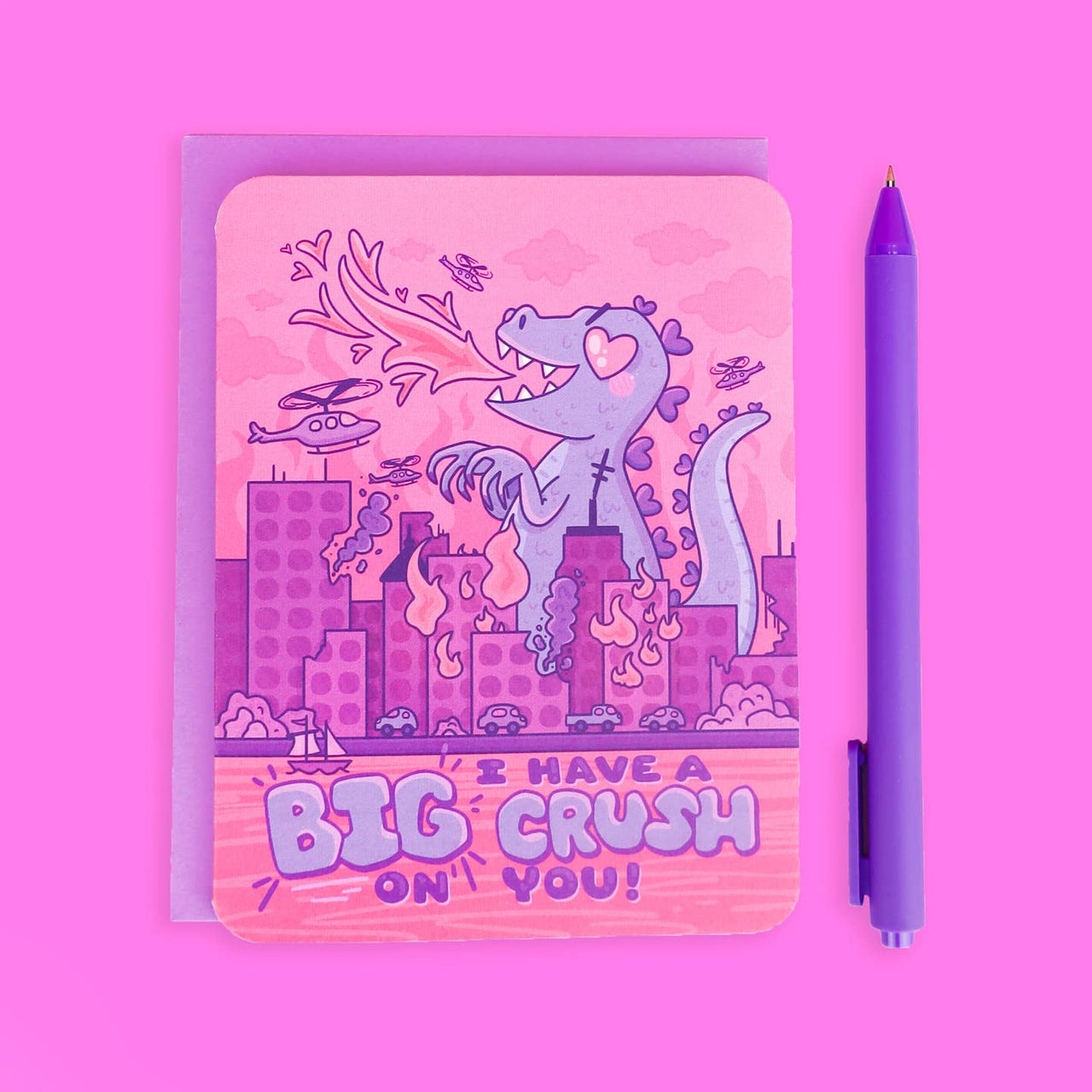 I've Got A Big Crush On You Kaiju Valentine's Day Greeting  Card