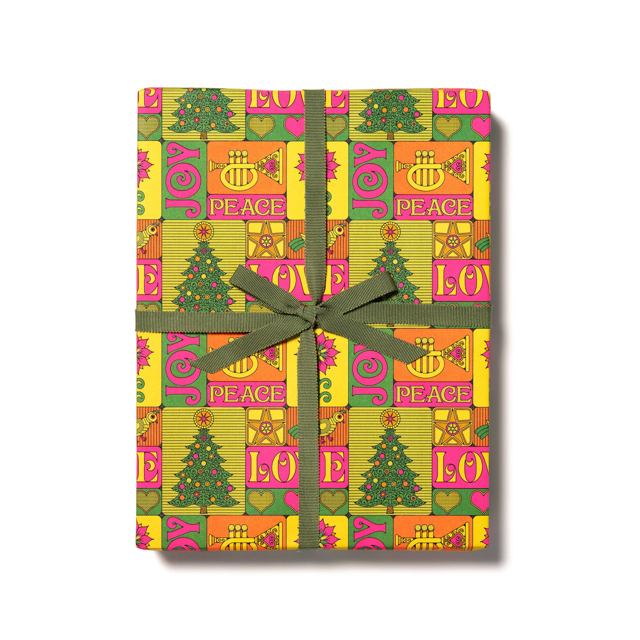 Peace, Love, Joy holiday wrapping paper: Rolls of 3 sheets