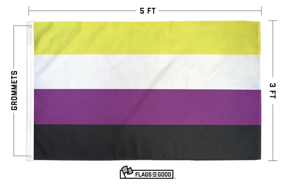 Non-binary Pride Flag: (L) 3ft x 5ft Single-Sided with Grommets