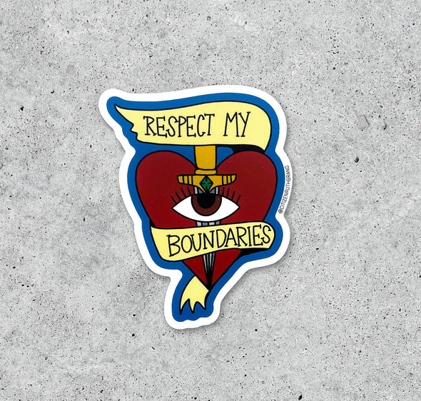 Respect My Boundaries Heart vinyl sticker