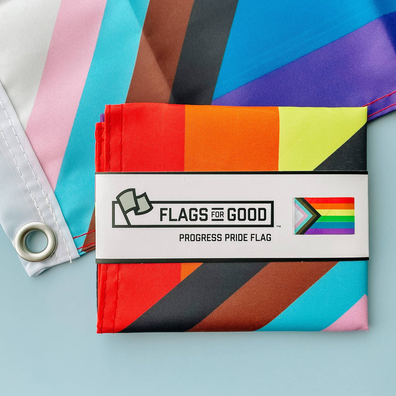 Progress LGBTQ+ Pride Flag: (S) 18in x 12in Single-Sided