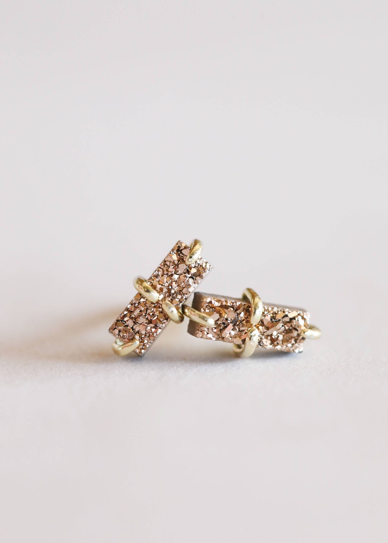 Rose Gold Druzy Bar Stud